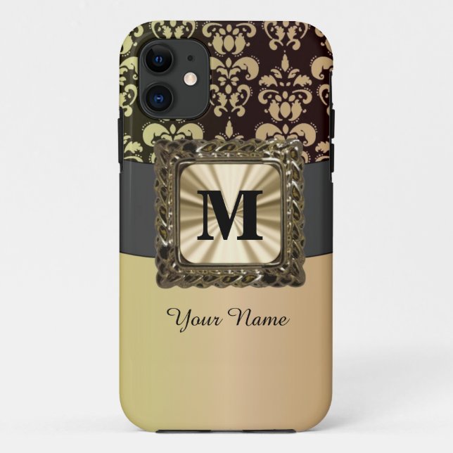 Black and gold damask personalised Case-Mate iPhone case (Back)