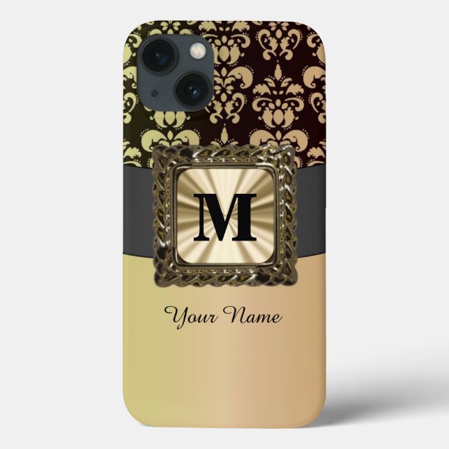 Black and gold damask personalised Case-Mate iPhone case (Back)