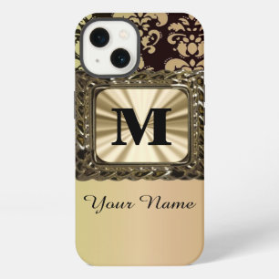 Black and gold damask personalised iPhone case
