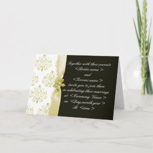 Black and Gold Damask Wedding Invitation Folded