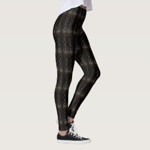 Black And Gold Deco Leggings