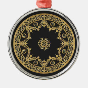 Black and Gold Decorative Design Metal Ornament