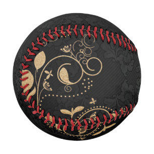 Black and Gold Decorative Pattern Baseball