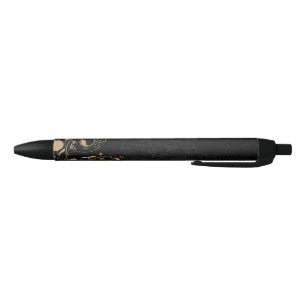 Black and Gold Decorative Pattern Ink Pen