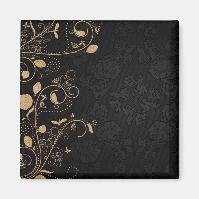 Black and Gold Decorative Pattern Magnet (Front)