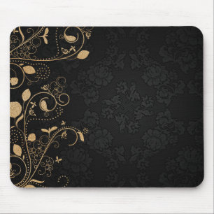Black and Gold Decorative Pattern Mouse Pad