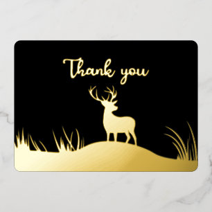 Black And Gold Deer Minimalist Memorial Funeral