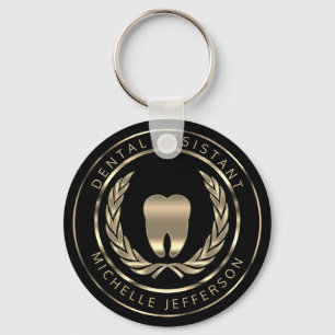 Black and Gold Dental Assistant Key Ring