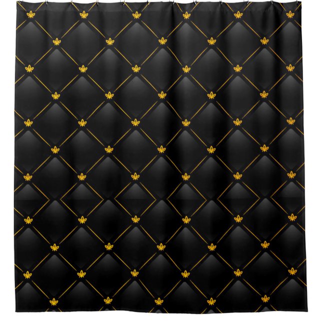 Black and Gold Design on Shower Curtain (Front)