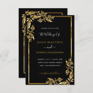 Black and Gold Design Wedding Invitation Card
