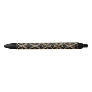 Black and Gold Diamond Pattern Ink Pen