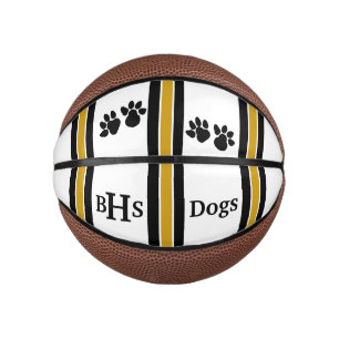 Black and Gold Dog Strips Design Mini Basketball