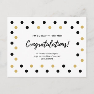 Black and Gold Dots Congratulations Postcard