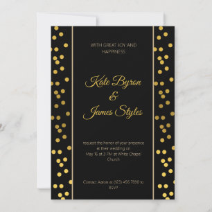 Black and Gold Dotted Wedding Invitation