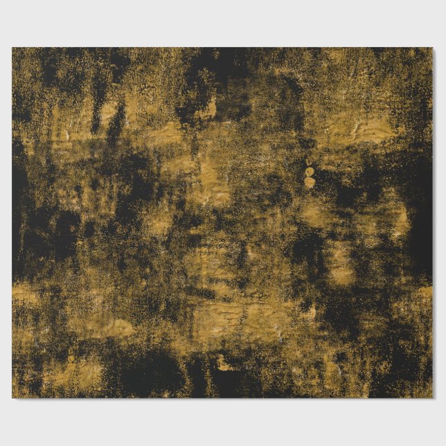 Black and Gold Dust Abstract Wrapping Paper (Flat)