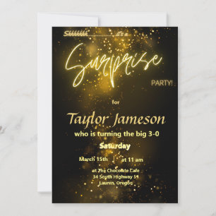 Black and gold dust surprise unique QR rsvp Invitation