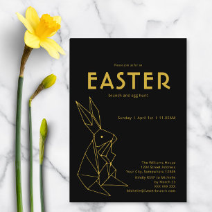Black and Gold Easter Brunch Egg Hunt Invitation