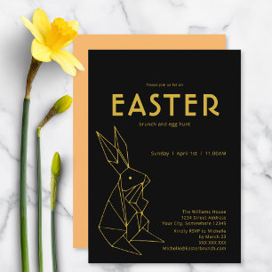 Black and Gold Easter Brunch Egg Hunt Invitation
