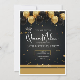 Black and Gold editable birthday card