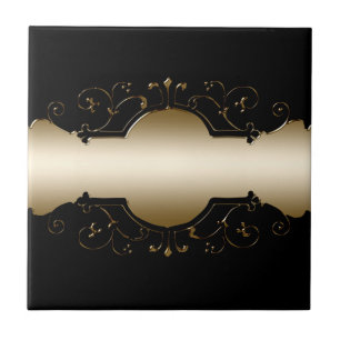 Black and gold elegance ceramic tile