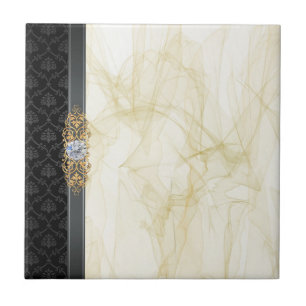 Black and gold elegance ceramic tile