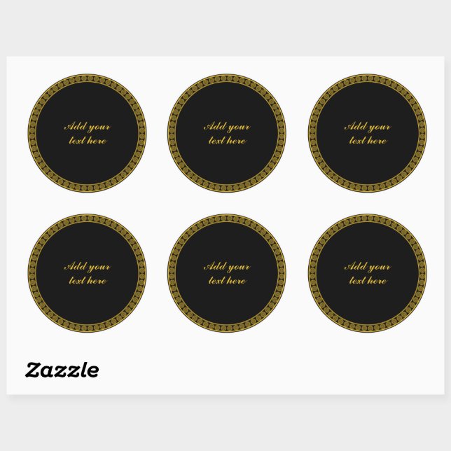 Black and Gold Elegance, Customise, Classic Round Sticker (Sheet)