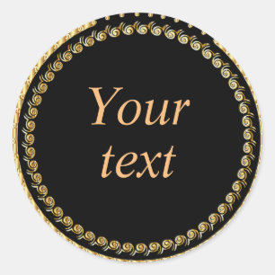 Black and gold elegance template classic round sticker