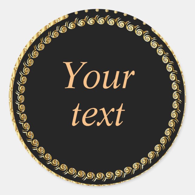 Black and gold elegance template classic round sticker (Front)