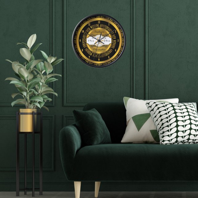 Black and Gold Elegant 30th Wedding Anniversary Clock (Creator Uploaded)
