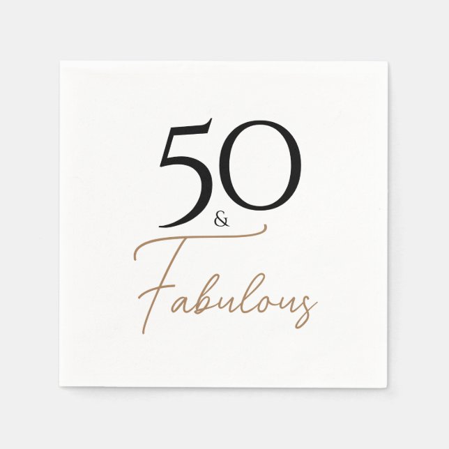 Black and Gold Elegant 50th Birthday Napkin (Front)