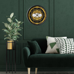 Black and Gold Elegant 55th Wedding Anniversary Wall Clock