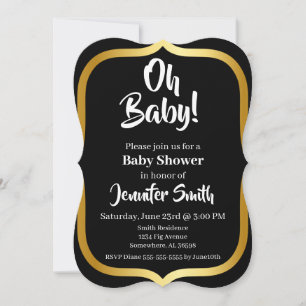 Black and Gold Elegant Baby Shower Invitation