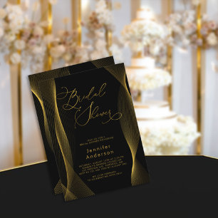 Black and Gold Elegant Bridal Shower Invitation
