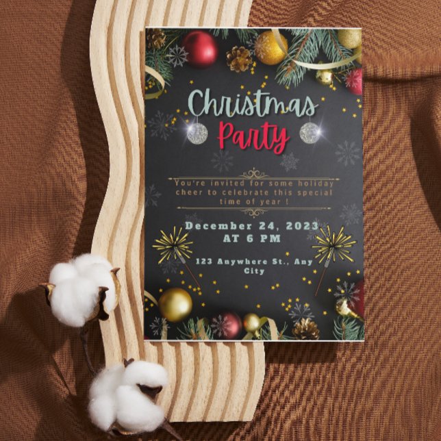 Black And Gold Elegant Christmas Party Invitation (Creator Uploaded)
