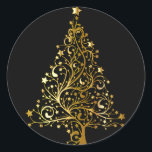 Black and Gold Elegant Christmas Tree Sticker<br><div class="desc">Black and Gold Elegant Christmas Tree Stickers great for envelopes,  cards,  gifts,  or anything else you wish.
Classy stickers with Christmas charm</div>