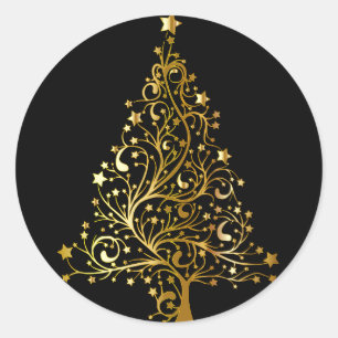 Black and Gold Elegant Christmas Tree Sticker