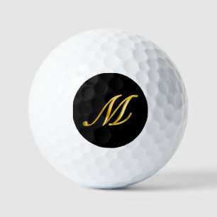 Black and Gold Elegant Custom Monogram Golf Balls