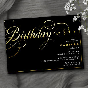 Black and Gold   Elegant Glam Any Age Birthday