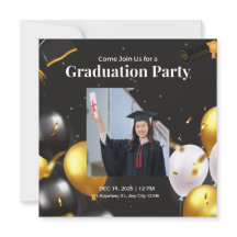 Black and Gold Elegant Graduation Invitation