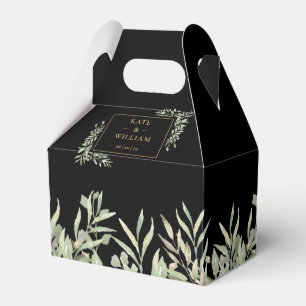 Black And Gold Elegant Greenery Wedding Favour Box