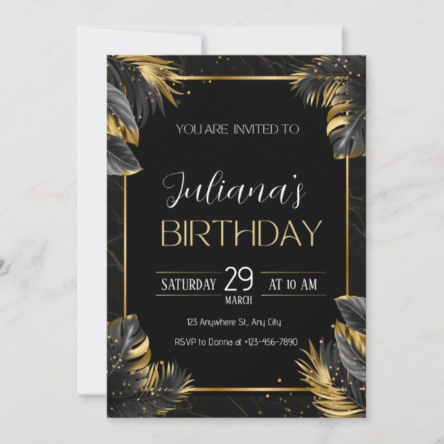 Black and gold elegant invitation (Front)