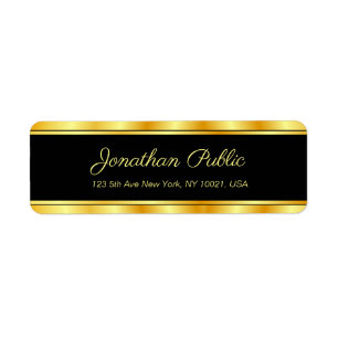Black And Gold Elegant Modern Template Handwritten Return Address Label