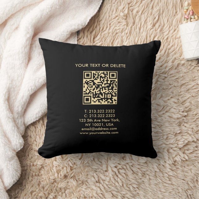 Black And Gold Elegant Modern Template QR Code Cushion (Blanket)