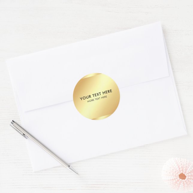 Black And Gold Elegant Modern Template Trendy Classic Round Sticker (Envelope)