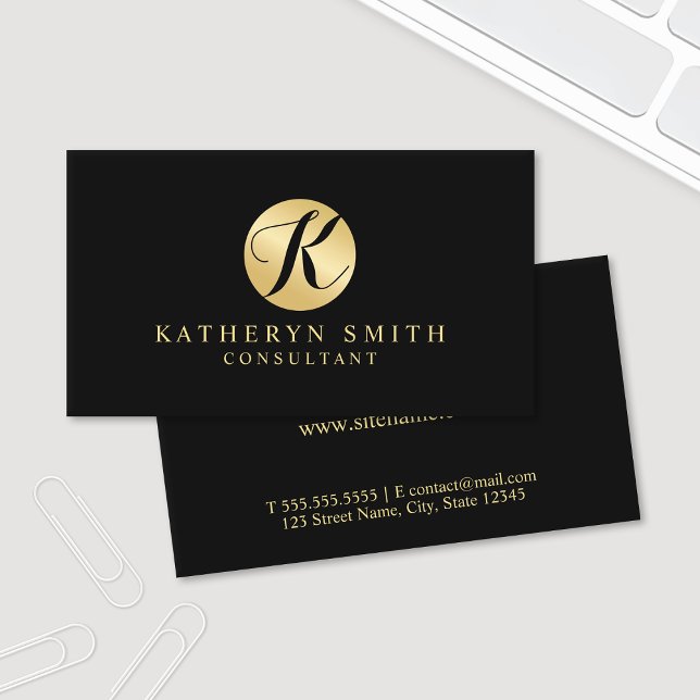 Black and Gold Elegant Monogram Business Card (Creator Uploaded)