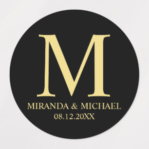 Black and Gold Elegant Monogram Wedding Favour