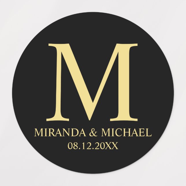 Black and Gold Elegant Monogram Wedding Favour (Design 1)