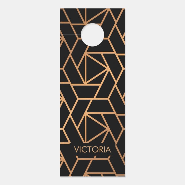 Black and Gold Elegant Pattern Door Hanger (Front)