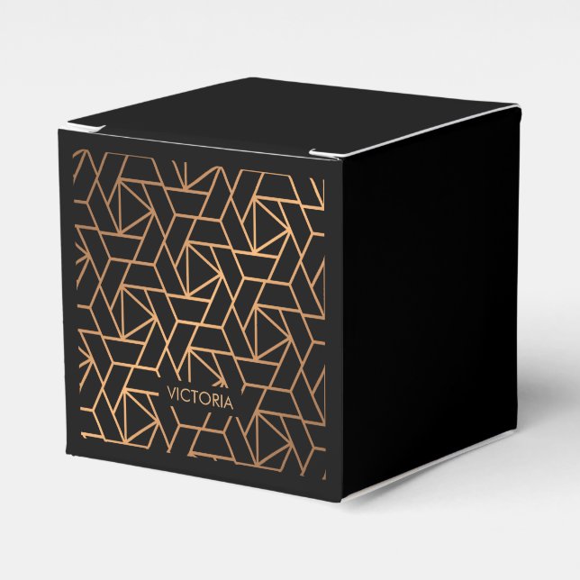 Black and Gold Elegant Pattern Favour Box (Front Side)