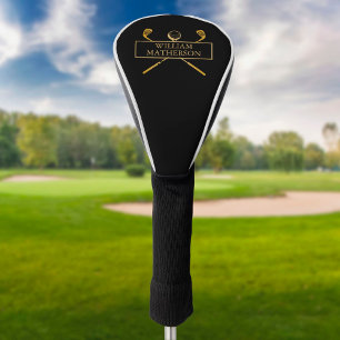 Black And Gold Elegant Personalised Golf Head Cover
